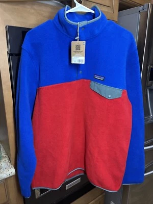 Patagonia Men's Lightweight Synchilla Snap-T Fleece Pullover Touring Red Blue L - Image 1 of 4
