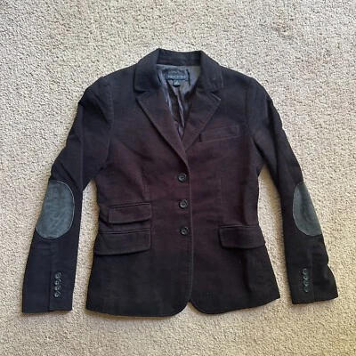 Blazer Banana Republic Mujer 2 3 Botones Cierre Coderas Negro Algodón Bolsillos Foto 1 de 4