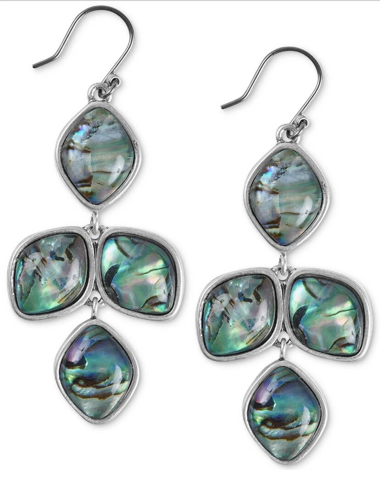 Pendientes araña abulón abovedado acrílico tono plateado marca Lucky #28 Foto 1 de 4