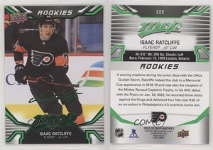 2022-23 Upper Deck MVP Green Script Isaac Ratcliffe SP #223 Rookie RC