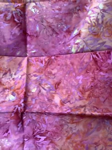 Batik Cotton Fabric - Red/Orange/Yellow w/Flowers, 19" x 43" - Picture 1 of 3