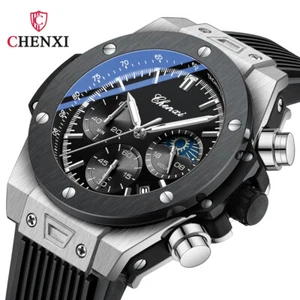 CHENXI Watch Men Top Brand Male Silicone Multifunction Chronograph Sport Watches - Picture 1 of 18