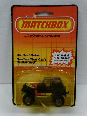 1984 Matchbox #MB37 Jeep 4x4 Black red yellow MOC Bad Card  - Image 1 of 4