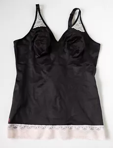 Ruby Ribbon Pin-up Cami Camisole 40 Black #3055 Shapewear Lace Support - Picture 1 of 6