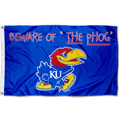 Kansas Jayhawks Beware of The PHOG Flag Large 3x5 Cover