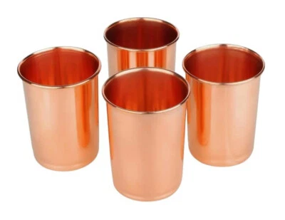Pure Copper Drinking Glass Set of 4 Tumbler Ayurvedic Water Cups 100% Copper - image 1 of 4