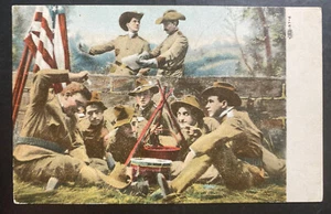 1908 Richmondville NY USA Color Picture postcard Cover Army Soldier Making Soup - Picture 1 of 2