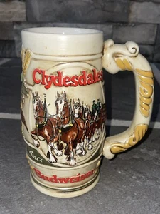 Vtg 1983 Clydesdale/Budweiser Holiday Beer Stein Anheuser-Busch Christmas Mug - Picture 1 of 5