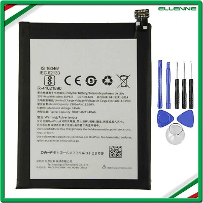 ✅BATTERIA PER ONEPLUS 1+ BLP613 PER ONE PLUS 3 3000MAH RICAMBIO +SET CACCIAVITI✅ - Immagine 1 di 4