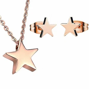 FLORAY SCHMUCKSET STERN ANHÄNGER ROSE GOLD HALSKETTE OHRRINGE DAMEN SCHMUCK NEU - Bild 1 von 6