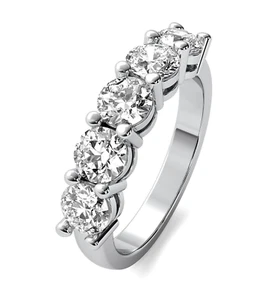 5 Steine Jubiläums Diamant Ring 1,25 ct G/VS2 Rundschliff Lab Grown Weißgold - Bild 1 von 4
