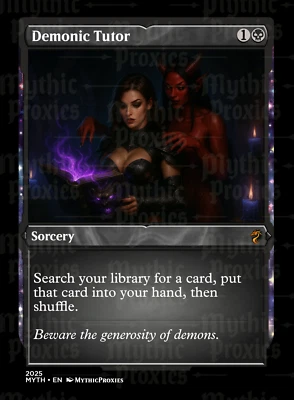 Demonic Tutor Etched  Style High Quality Altered Art Custom Playtest Proxy Card - Image 1 of 4