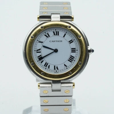 CARTIER SANTOS RONDE QUARTZ DAMEN UHR 33MM STAHL/GOLD VINTAGE MIT STAHL BAND - Bild 1 von 4