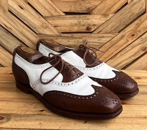 Crockett&Jones ‘Harlestone’ Brown White Spectator Wing Tip Dress Shoes UK 8 C - Picture 1 of 16