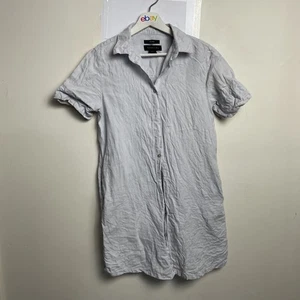 Tahari Linen Shirt Dress Size XS Short Sleeve Mini Blue Pockets - Bild 1 von 10