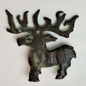 Authentic Ancient Scythian Bronze Age Stag Deer Fibula Pendant - 300-700 B.C. - Picture 1 of 13