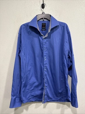 Camisa Absolute Rebellion Abotonada Para Hombre Azul XXL Calce Ajustado Larga SLeeve Foto 1 de 4