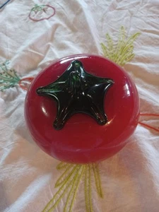 Vetro pomodoro rosso stile Murano frutta gambo verde vintage soffiato a mano MCM art - Foto 1 di 7