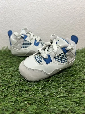 Air Jordan Retro 4 Azul Militar Parte Inferior Suave Cuna Zapatos Talla 3c 308501 141 Foto 1 de 4