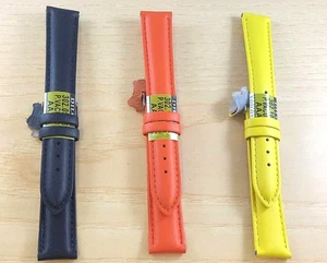 Cinturino Diloy vera pelle imbottito  18mm blu arancio giallo - Picture 1 of 5