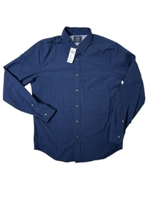 Abercrombie & Fitch camicia uomo bottoni blu navy elasticizzata taglia large - Foto 1 di 9