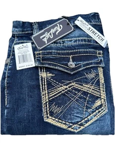 True Luck Men Classic Stretch Bootcut Jeans Size 34x30 - Bild 1 von 5