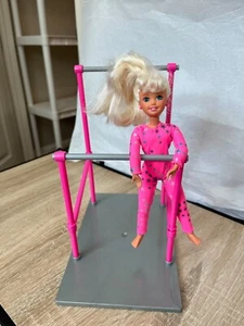 Vintage 1995 Barbie Gymnast Stacie Doll w/ Playset Uneven Gym Bars Articulated - Picture 1 of 4