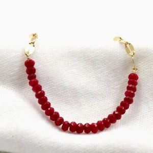 Ruby Beads Gemstone Gold Plated Leaf 15.5+2"Necklace Sterling 925 Silver Jewelry - Picture 1 of 4