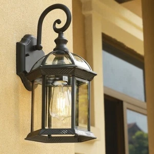 Garden Wall Lamp Yard Wall Light Balcony Outdoor Wall Sconce Black Wall Lighting - Picture 1 of 13