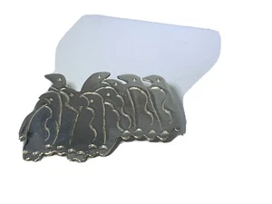 Vintage Sterling Silver Waddle of Penguins Pin Brooch - Picture 1 of 5