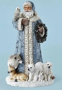 SANTA WITH WOODLAND FRIENDS HOLIDAY FIGURINE - Picture 1 of 1