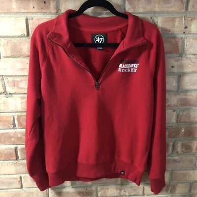 Suéter NHL Chicago Blackhawks Pullover 1/4 Cremallera Algodón Suave Mujer Grande Cómodo Foto 1 de 4