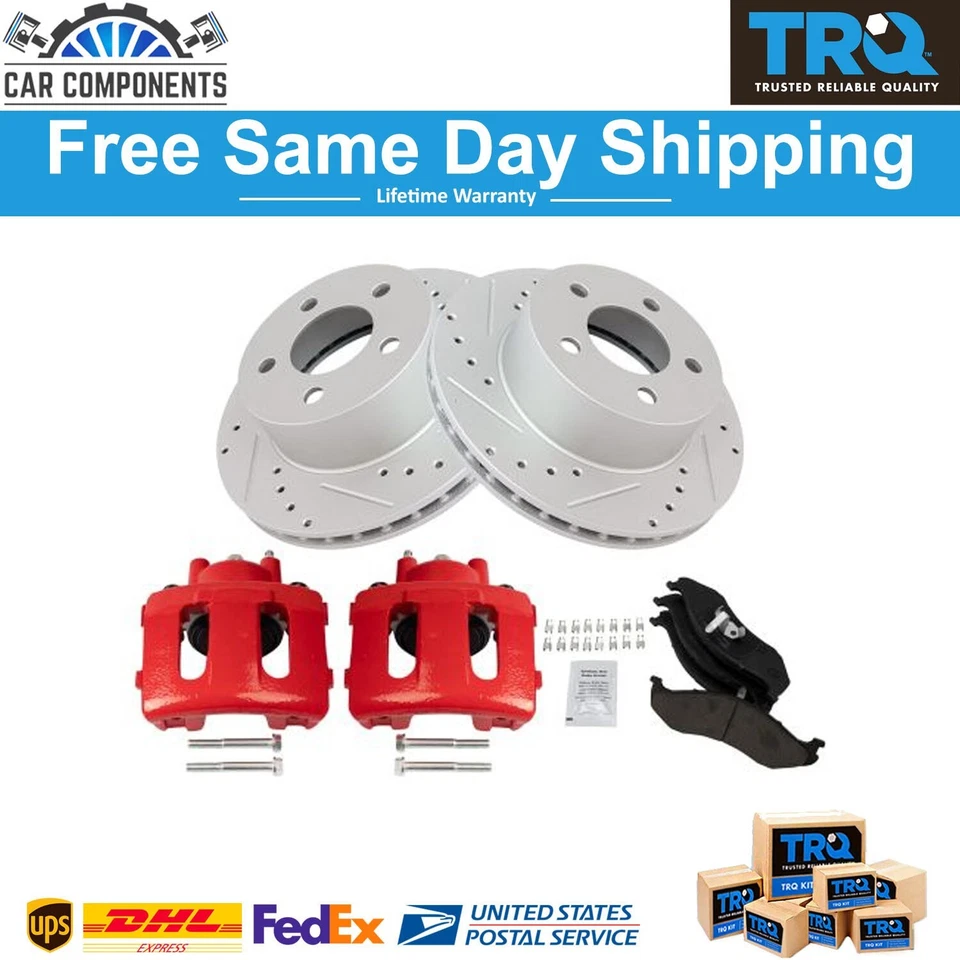 Новый комплект переднего тормоза и ротора TRQ для Jeep Cherokee Wrangler 1991-1999 годов выпуска - Изображение 1 из 4
