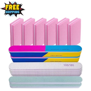 16PC Nail File Buffer Set 100/180 Grit Manicure Kit for Natural Nails & Acrylic - Picture 1 of 9