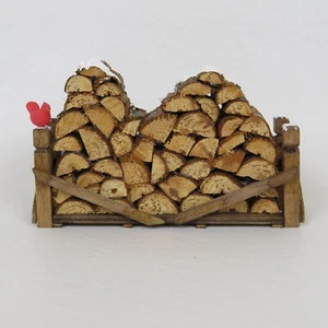 Dept. 56 Christmas Snow Village Real Wood Log Pile with Red Cardinal #56.5266 - Picture 1 of 12