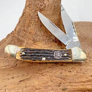 ZWILLING JA HENCKELS SOLINGEN GERMANY GREEN BONE COPPERHEAD KNIFE 2 BLADE (107) - Picture 1 of 5
