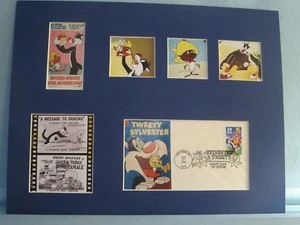 Saluting Sylvester & Tweety Bird & First Day Cover of their own stamp - Picture 1 of 2