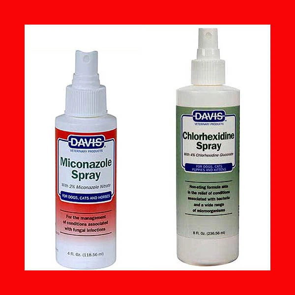 Davis Miconazole лечебный спрей 4 унц + хлоргексидин лечебный спрей 8 унций - Изображение 1 из 1