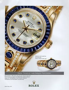 Reloj Rolex 2001 dama Datejust Pearlmaster anuncio original impreso en color - Imagen 1 de 1