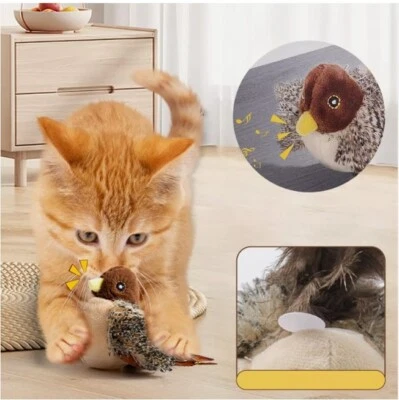 Interactive Chirping Bird Cat Toy Flapping Automatic Bird Sound For Cat Exercise