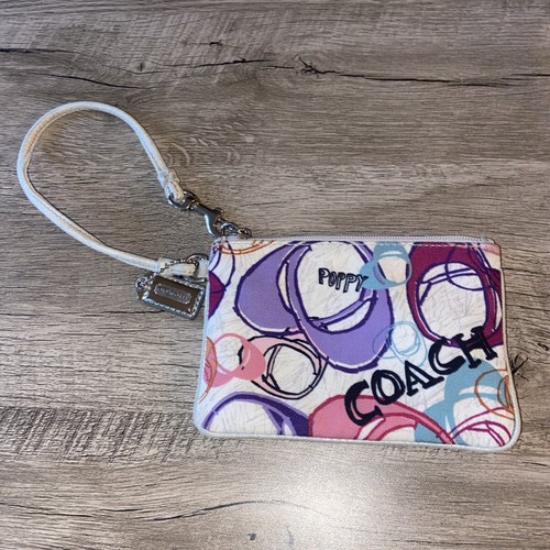 Bracciale piccolo COACH Poppy Graffiti grigio e rosa logo tela