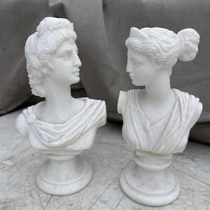 VINTAGE MASSIVE MARMOR ARTEMIS APOLLO GRIECHISCHE MINI-BÜSTEN 6,5 ZOLL - Bild 1 von 24