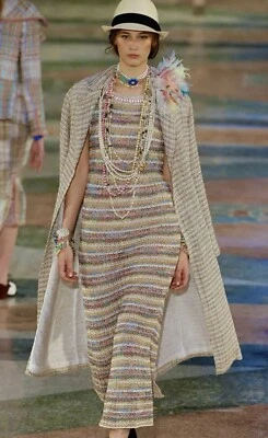 🌺MEJOR de Chanel🌺CubaCollection Abrigo y cinturón de lino de tweed largo FR 38/US 6-8 Foto 1 de 4