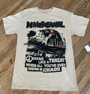 Half Evil 333 Chaos Shirt Tan Peace & War Juice Tee Size Medium NWOT ๐ฅ - Picture 1 of 7