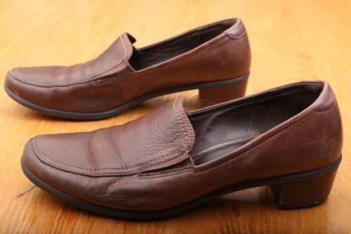 Mocassini donna Ecco marrone tacco a blocco taglia 40