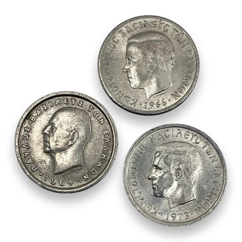 Lot of 3 Greece 50 Lepta Coins Different Types - 1964, 1966 & 1973 #HE7102 Cover