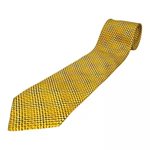 Carlos Santana 100% Silk Neck Tie Yellow Geometric 60” x 3.75" - Picture 1 of 2