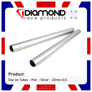 Diamond - Replacement 22mm Clip-On Handlebar Tube - 22mm x 285mm - Silver - Pair - Picture 1 of 3