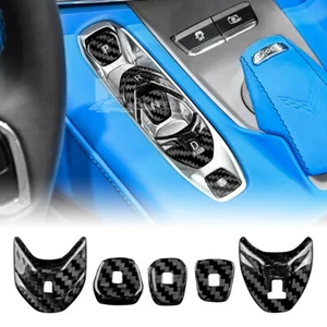 For Corvette C8 20-23 Black Center Console Gear Shift Button Real Carbon Fiber - Imagen 1 de 9