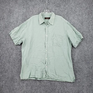 Tasso Elba Button Up Shirt Mens XL Extra Large Green Short Sleeve Silk Collared - Picture 1 of 11